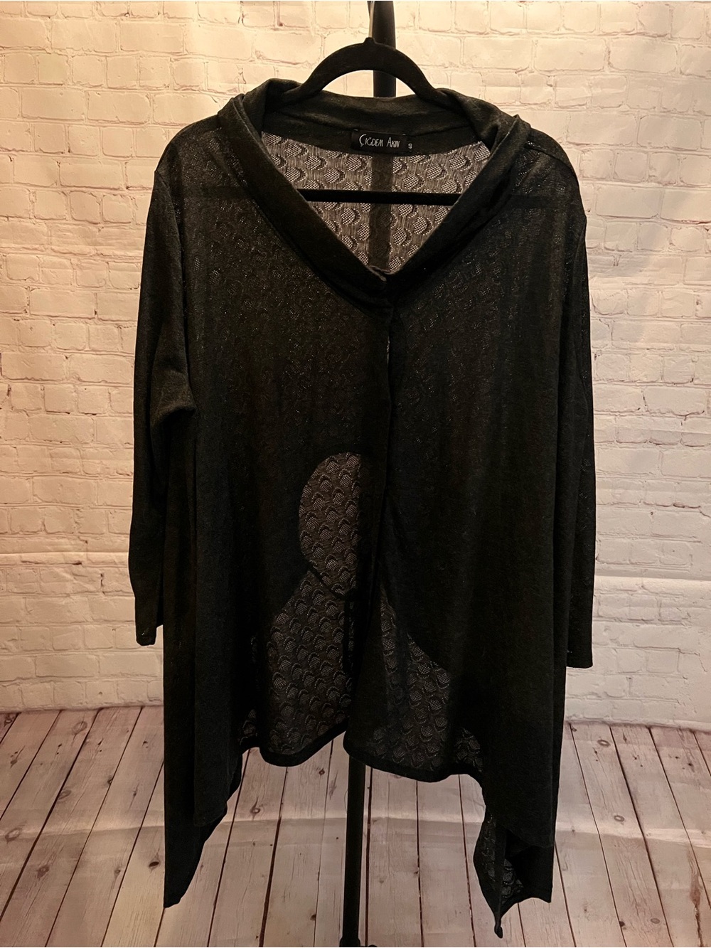 ❤️CIDGEM AKIN Sheer Textured Drape CARDIGAN/SWEATER